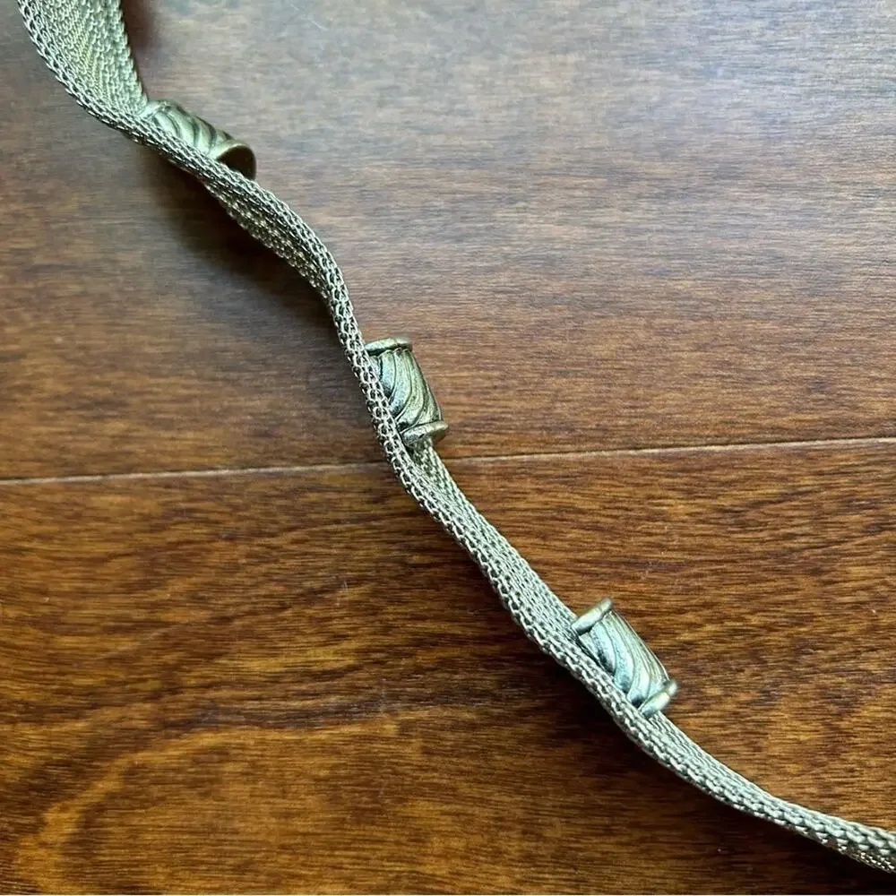 Vintage Silver Mesh Belt with a bit of Black Leather, Super Cool and Unique - Picture 12 of 14